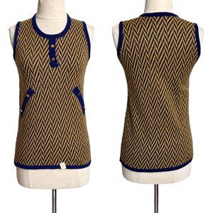 70s vintage sweater vest tank top sleveless zig zag knitted pattern zephyr.